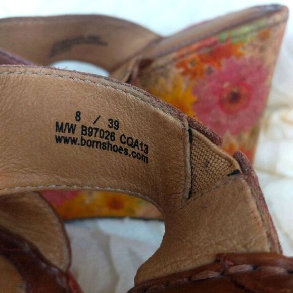 Born -Crown Cork Wedge Leather Sandal- Boho Floral - Picture 5 of 11